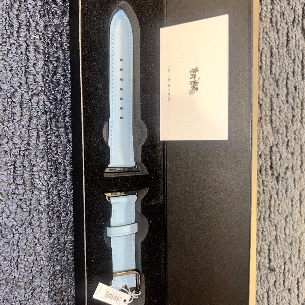 Coach Sky Blue Leather Watch Band
